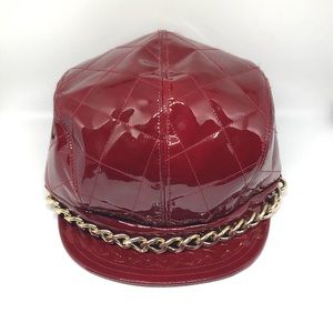 Burberry Red Patent Leather Hat